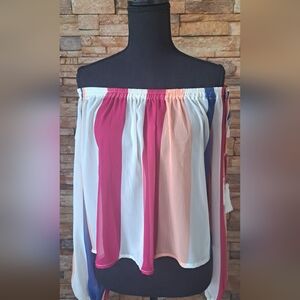 SHEIN Striped Off-Shoulder Top